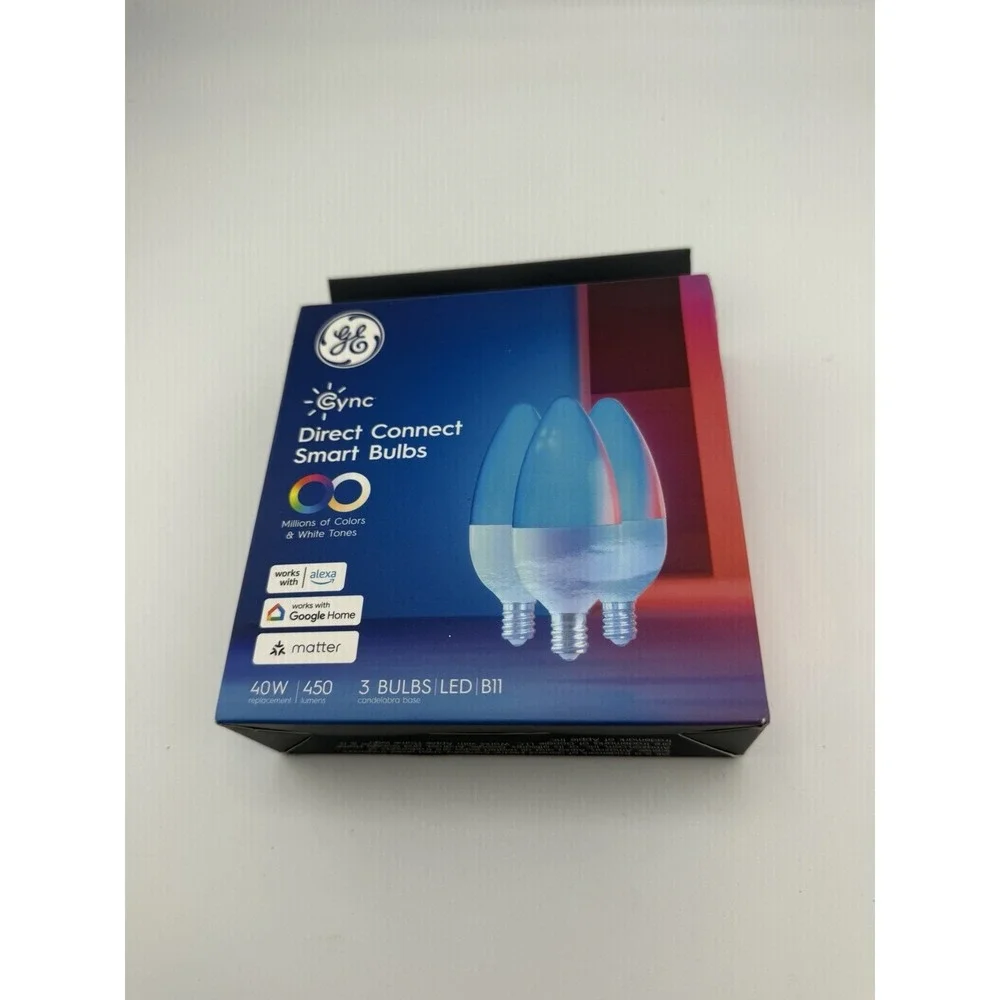 GE Cync E12 Candelabra Smart LED Bulbs Smart Home WiFi Color changing 3 bulbs